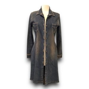 Vintage 90s DMBM Denim Tapered Button Down Shirt Dress Size Large